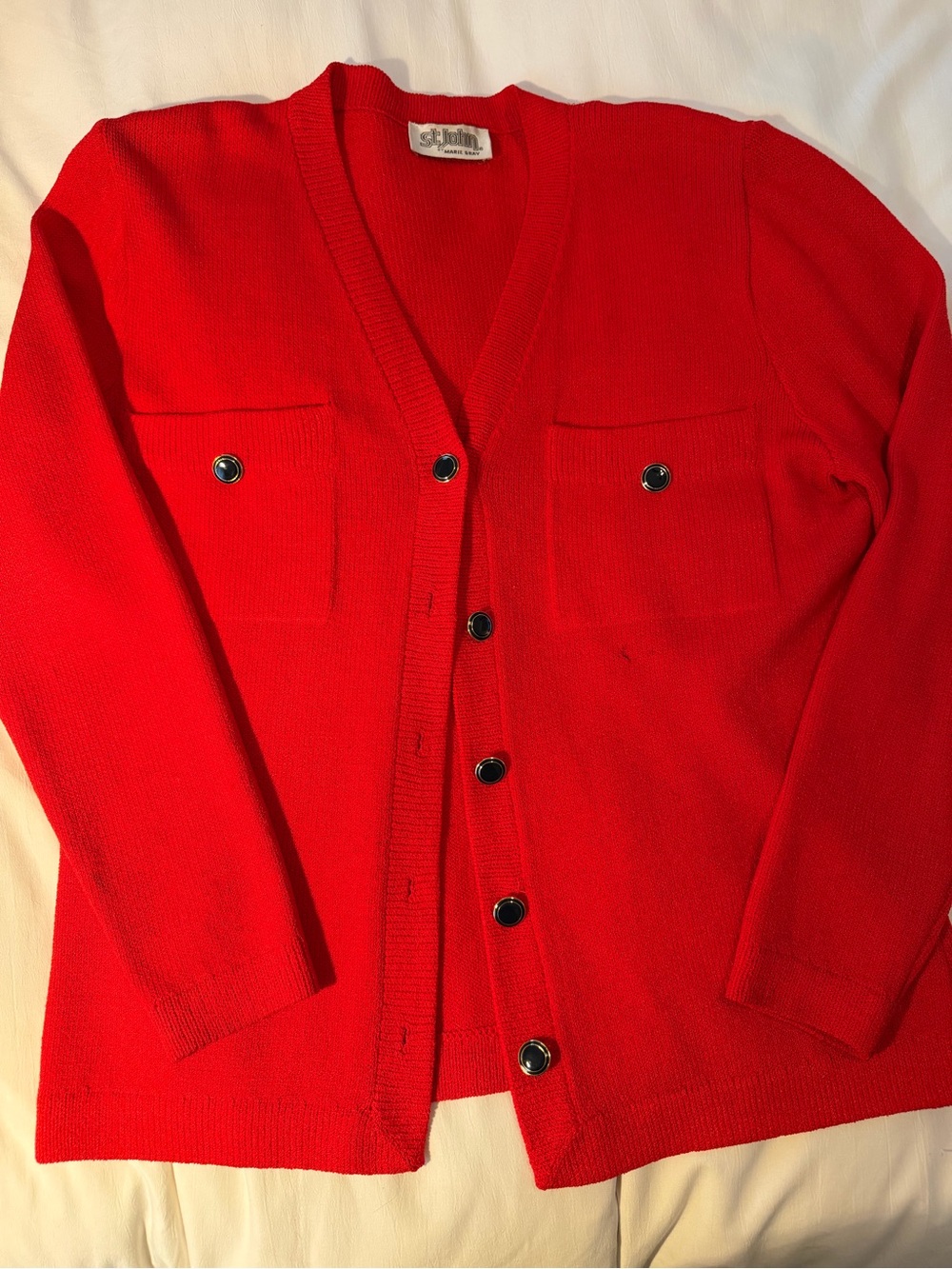St. John Vintage Red Button Up Cardigan